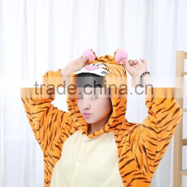 Flannel Cartoon Adult Animal Jumpsuit Animal Pajamas Jumpsuit Jump Tiger Design photo-4