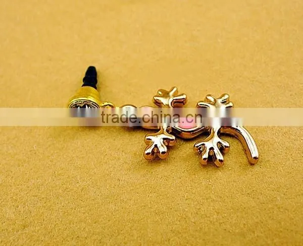 Cute Gecko Mobile Phone Accessories Jewelry Fashion Metal Gold Phone Dust Plug in Bulk photo-3