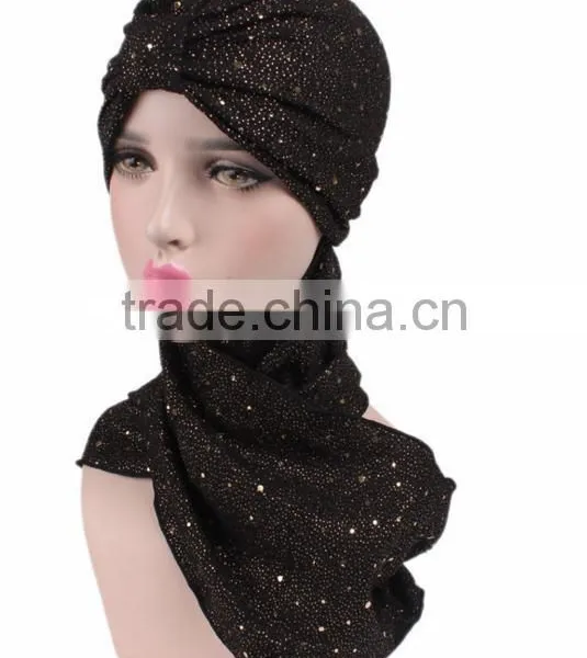 New Sequins Arabic Headscarf Hat Hat Scarf One Hat Muslim Hat photo-6