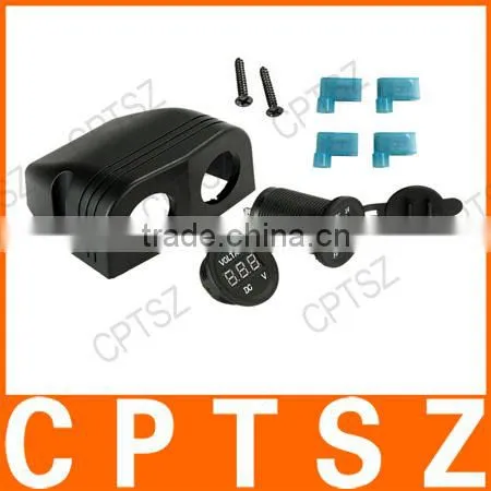 2 USB Socket + Digital LED Voltmeter Socket + Two Hole Tent Base for Car Truck Motorcycle Boat for ATV photo-3