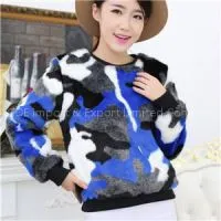 Women CAMO Print Faux Fur Sport Trend Sweater