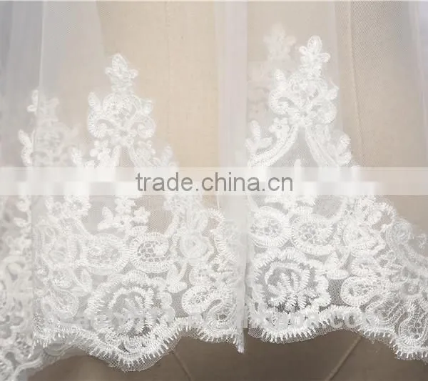 Wholesale New Lace Wedding Veils Ivory Wedding Veilgrance Long Lace Bridal Wedding Veil Long Tulle Lace Jeweled Tulle Veils photo-5