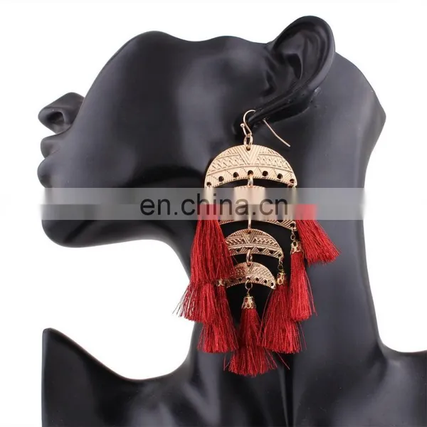 Hot Sales Multilayer Moon Metal Boho Earrings With Small Tassels photo-3