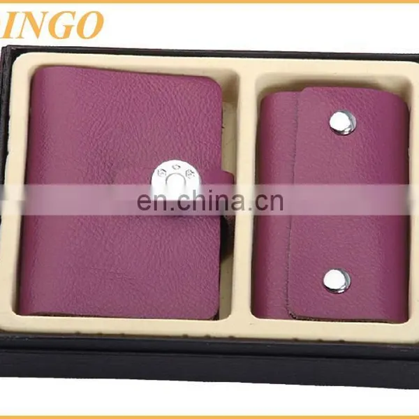 Promotional Gifts Genuine Leather Card Holder Key Case Sets With Gift Box photo-3