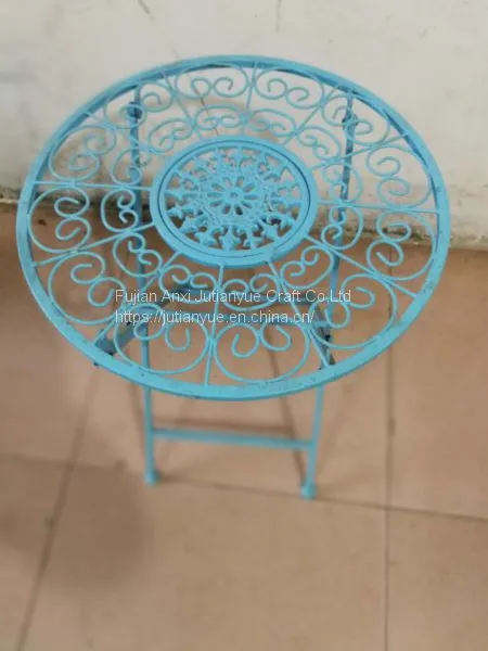Metal Outdoor Folding Table Coffer Table Round Table photo-5