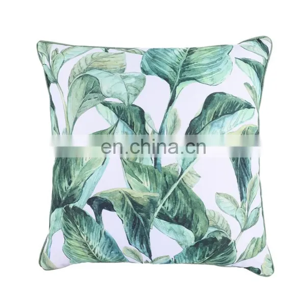 Custom Decorative Fresh Waterproof Heavy Canvas Green Leaf Pattern Outdoor Pillow Cover Outdoor Chair Cushions Covers photo-2