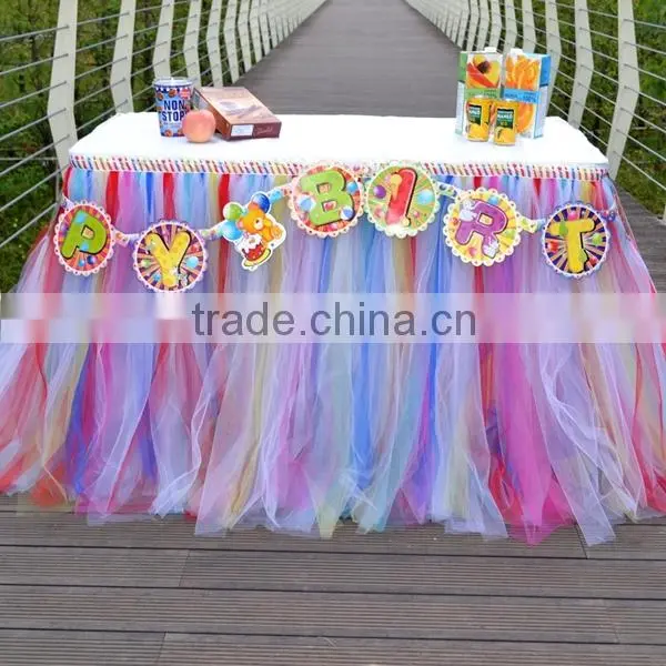 Hot Sale New Customized Tutu Tableware Tulle Table Skirt Party Wedding Decorations Gift SD103 photo-4