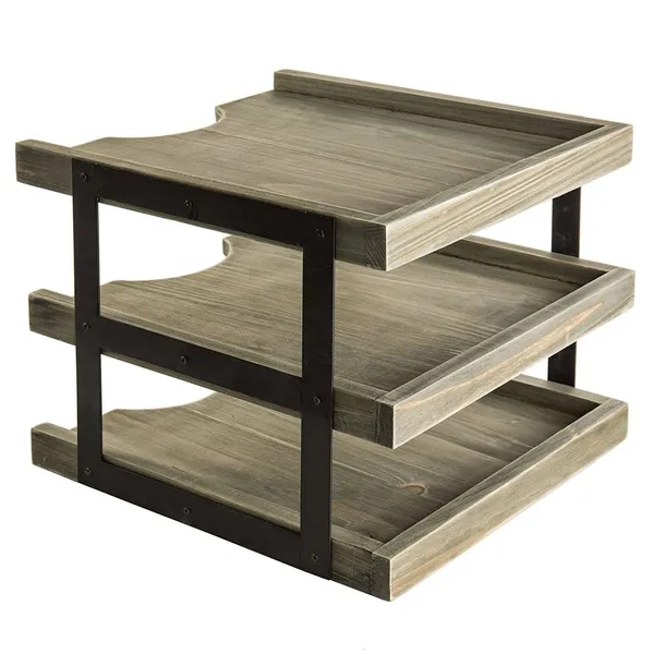 Wood Desktop Document Paper Organizer Collapsible Expandable Stacking Trays photo-3
