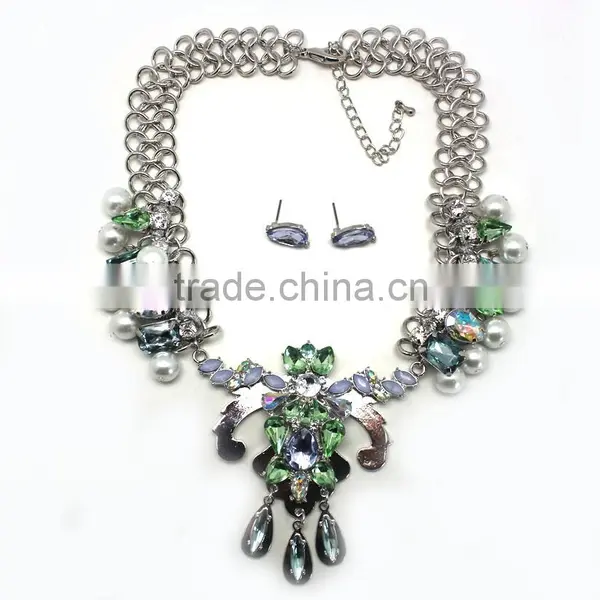 2015 Fashion African Alloy Plating Jewelry Set African Fashion Jewelry Set Gift Acrylic Flower Jewelry Set photo-3