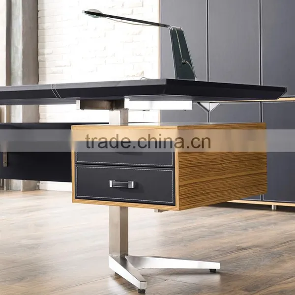 Luxury Modern Design L-shape Office Desks Leather Wooden Boss Manager Executive Office Counter Table photo-5