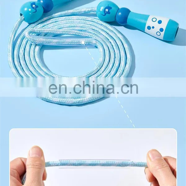 Kids Skipping Rope Cable for Children Workout Equipments Aerobic Exercise Woodend Hand Shank Jumping Rope photo-5