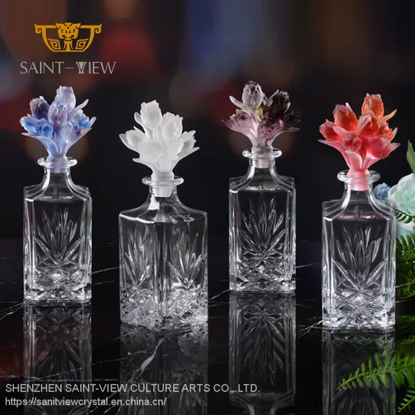 Square Restaurant Bar Home 700ml/750ml Dining Glass Bottle Liquor Gift Set With Stopper Cap Manufacturer
