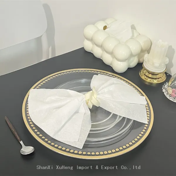 China Wholesale Gold Beaded Rim Clear Charger Plates Plastic Luxury Wedding Dinner Dishes photo-2