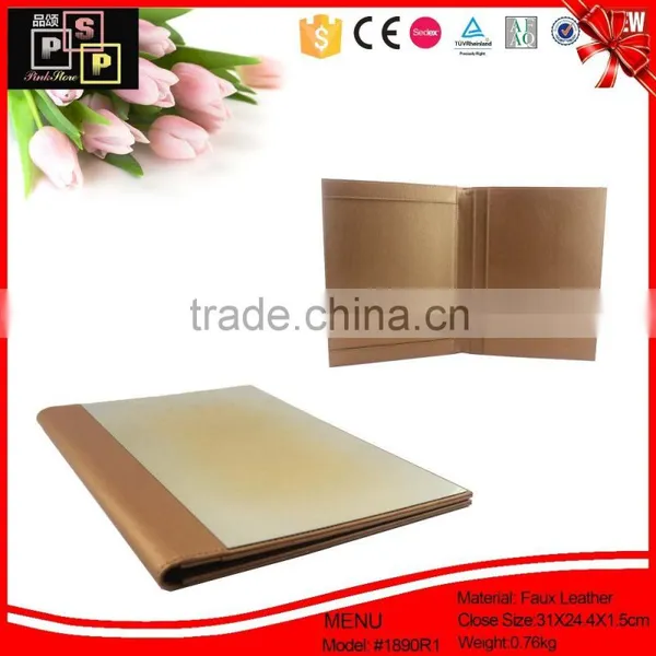 Popular Leather Covered Large Restaurant Menu Book,Cardboard Menu photo-3