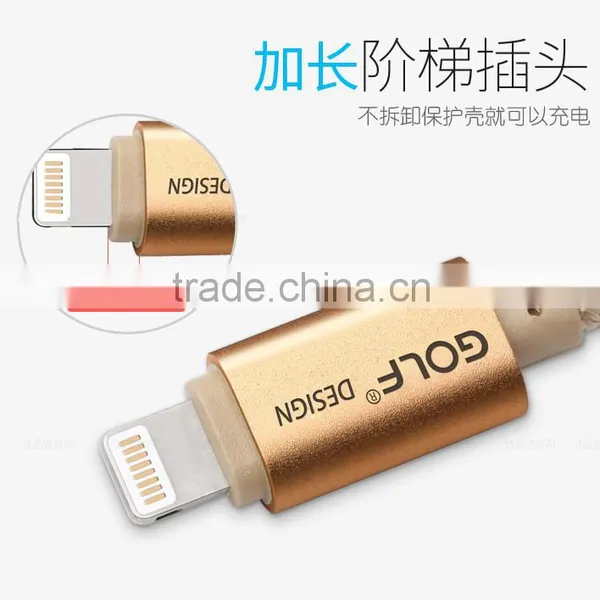 GOLF 3M Metal Nylon Weave Reversible 2.1A Sync And Charge Cable for Iphone5/5s/6 Ipad All the 8 Pin Device photo-4