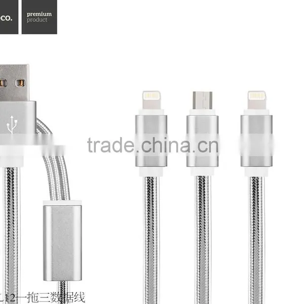 HOCO UPL12 3 IN 1 Cable Metal TPE 3 IN 1 Cable For Iphone/Micro Phone/Type c Device photo-3