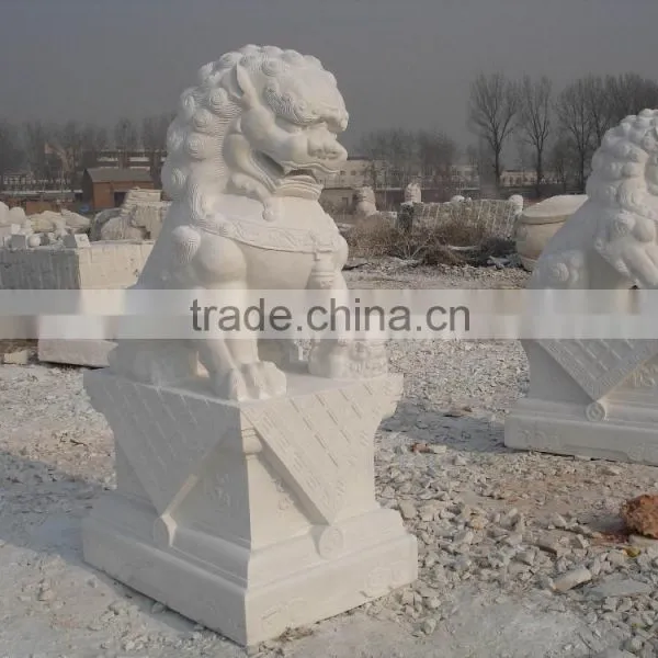 White Marble Lion Sculpture photo-2