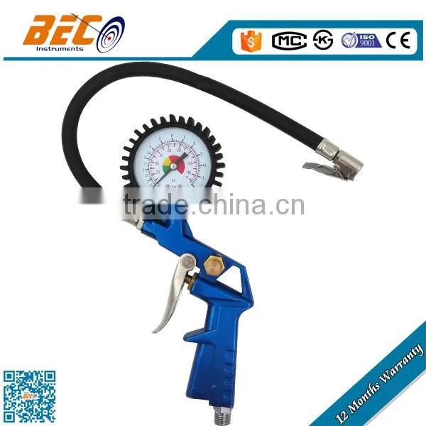 BECO Blue Portable Car Repair Gun Tire Inflator With 60mm Pressure Gauge