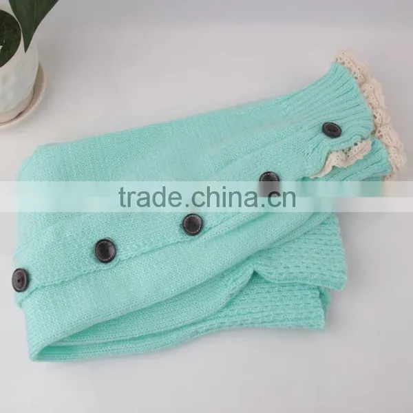 Boot Cuff Leg Warmer in Colors With Lace, Knitted Boot Cuffs With Button, Knee High Socks, Boot Topper, Boot Cuff Accessories photo-6