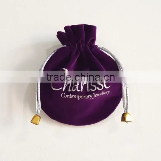 High Quality Velvet Fabric Pouch for Earings With Silver/golden Logo photo-3