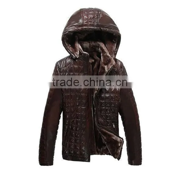 2015 Newest Business Casual Men's Thicken Lapel Sheepskin Leather Jacket photo-3