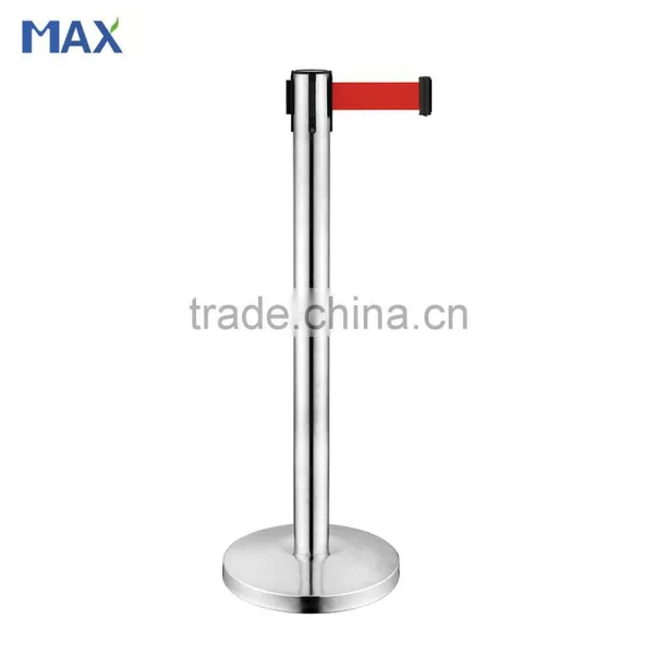 Polished Stainless Steel Retractable Belt Stanchion With 2m Belt