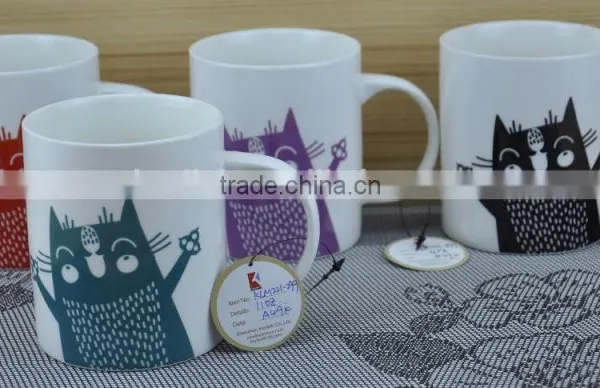11OZ Grid Debossed on Surface Coffee Cups, Shiny Surface New Bone China Mug, KL5113-11084 photo-4