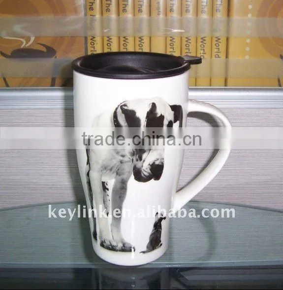 New Bone China Travel Mug With Lid and Nice Decoration