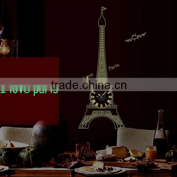 Luminous Sticker Paris Home Wall Sticker Clock Quality Choice photo-3