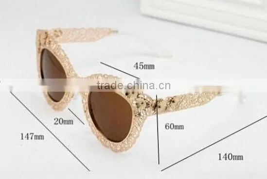 Women Ladies Hollow Out Lace Retro Flower Metal Frame Sunglasses Luxury Glasses photo-4