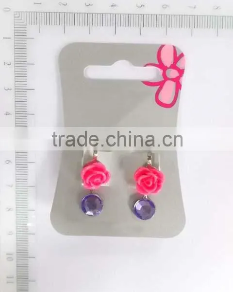 Lovely Acrylic Rose Flower and Hexagonal Glass Earring Set for Children photo-4