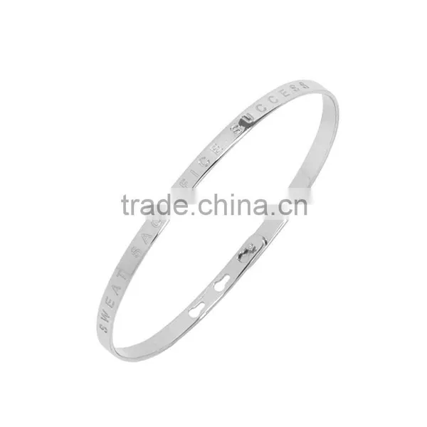 Memories Bangles With Customize Design Word 'SWEAT SACRIFICE SUCCESS' With 4mm/7mm Width
