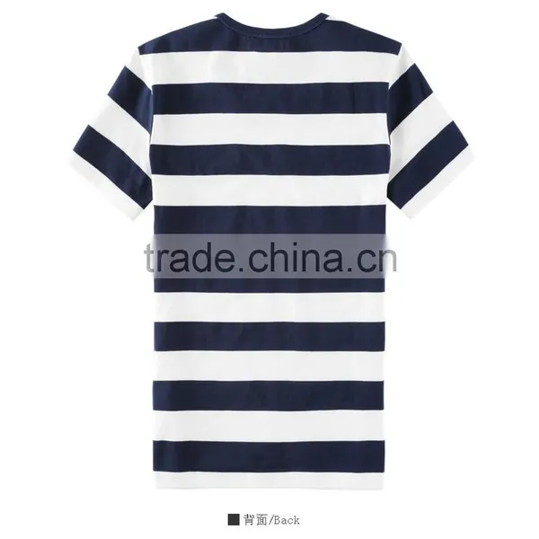 Wholesale Clothing High Quality 100%cotton o Neck Stripes Tshirts Bulk With Chian Clothes Factory Supplier's Choice photo-2