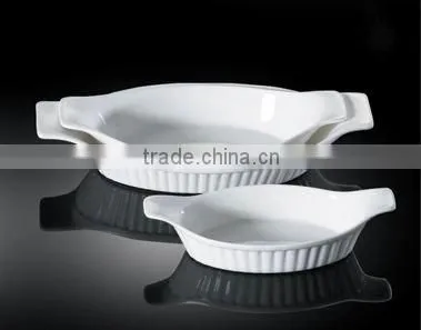 H0561 chaozhou ceramic bakeware rectangular plate with two ears
