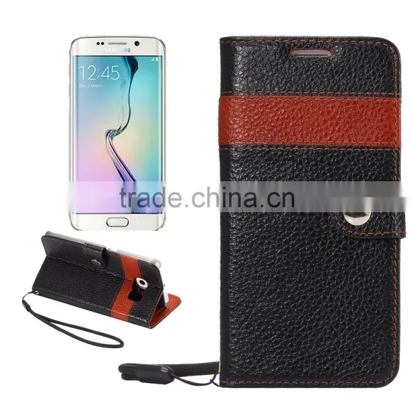 New Arrival Color Matching Genuine Leather Wallet Case For Samsung Galaxy S6 Edge photo-2