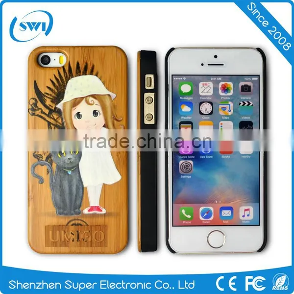 Colorful Painting PC+wood Case for Iphone 6, New Arrival Back Cover Case For Iphone 7 photo-5