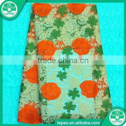 2016 Latest Embroidered High Quality Tulle Lace Fashion Coral Red Fabrics photo-3