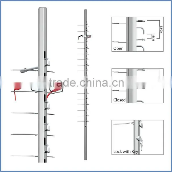 Walll Mounted Sunglasses Display Bars;locking Eyeglasses Display Poles;spectacle Display Rods photo-2