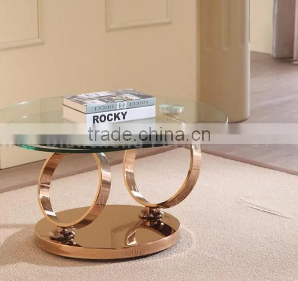 New Model Round Golden Stainless Steel Extendable Coffee Table photo-5