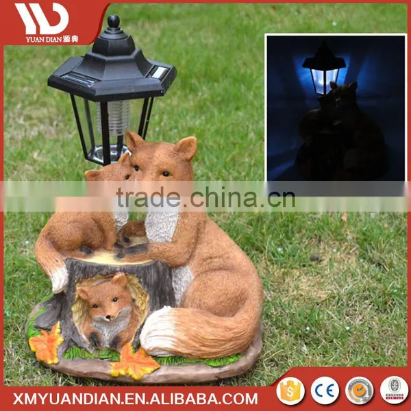 Online Shop China Art Work Fox Resin Craft Solar Garden Led Light photo-3