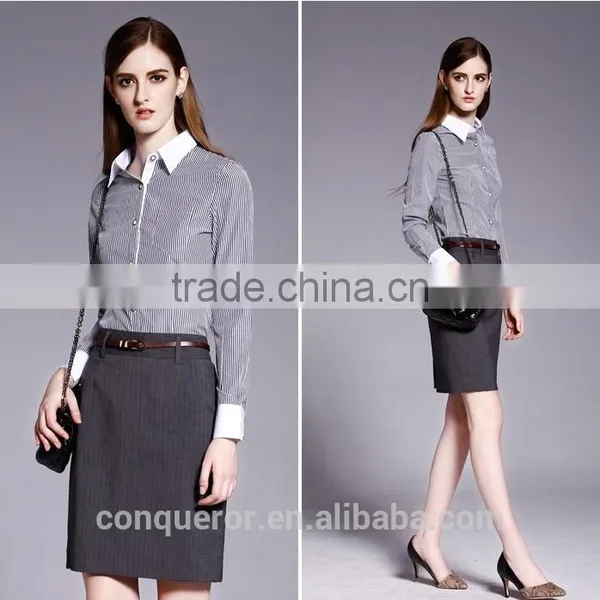Ladies Formal Work Office Regular Fit Contrast Collar Cuff Cotton Shirt