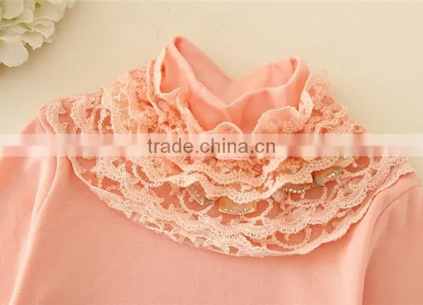 Beautiful Baby Tops Pink Lace Neck Design Blouse Kid Girl Clothing Baby Winter Girl T-shirt Kid Clothing Sales photo-3
