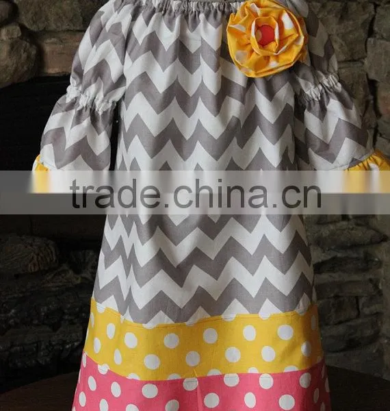 Fancy Christmas Chevron Material Baby Girls Frocks Christmas Dress For Gilrs' Dresses photo-2