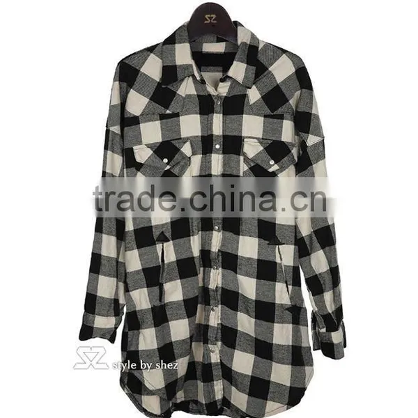 Bulk Wholesale 22 Colors Girl's Plaid Flannel Shirt Female Long-sleeved Plaid Shirt photo-5