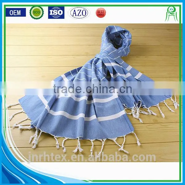 New Design Custom Cooling Navy Blue Beach Towel With Tassel photo-4
