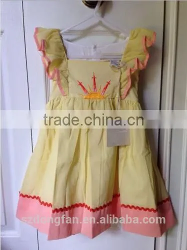 Boutique Toddler Girls Ruffle Sleeve Crown Embroider Lace Dress Baby Fashion Dress for Fall photo-2