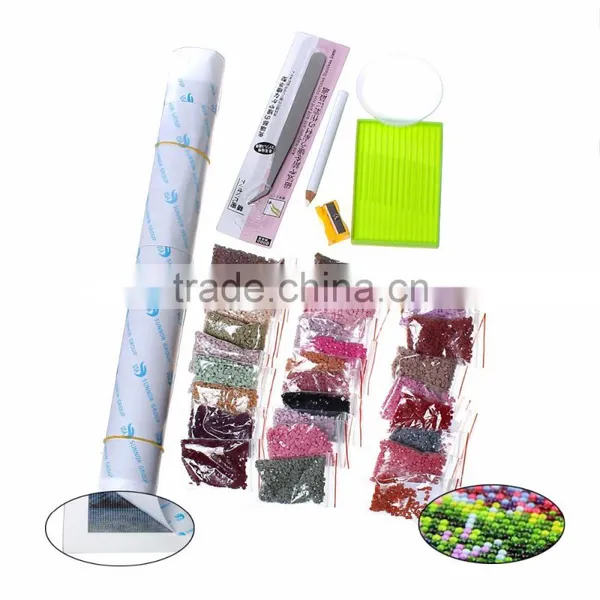 Rhinestone Pink Flower Basket Pattern Cotton Embroidery DIY Kit Diamond Painting photo-2
