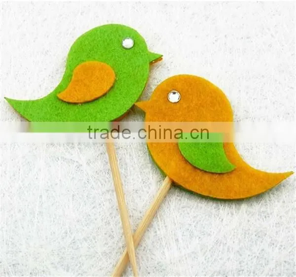 10 Handmade Felt Bird Cupcake Topper Cake Decorations Birthday Baby Shower photo-5