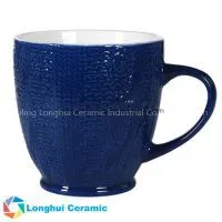 19oz Custom Cable Knit Embossed Color Glaze Ceramic Coffee Mug