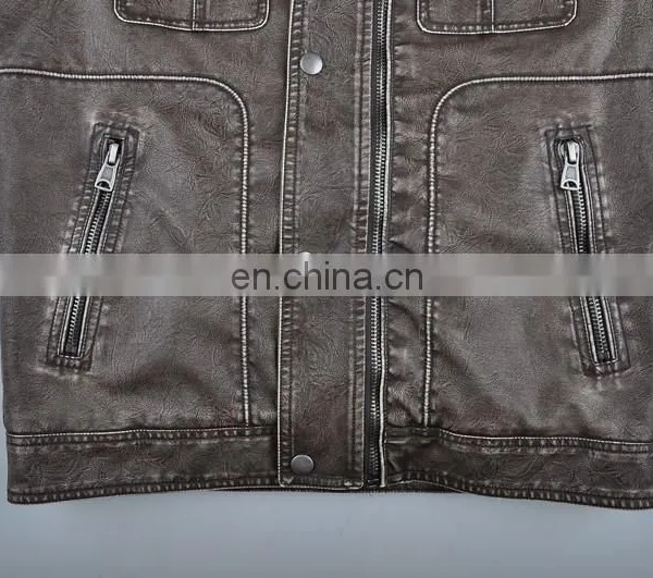 2015 Lastest Fashion Mens Hot Selling Garment Dye Leather Jacket photo-5